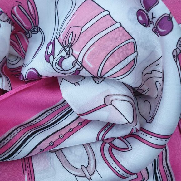 Fashion Square Scarf Pink Red Color Handbag Shawl Women Formal Wrap Accessory - Picture 3 of 3